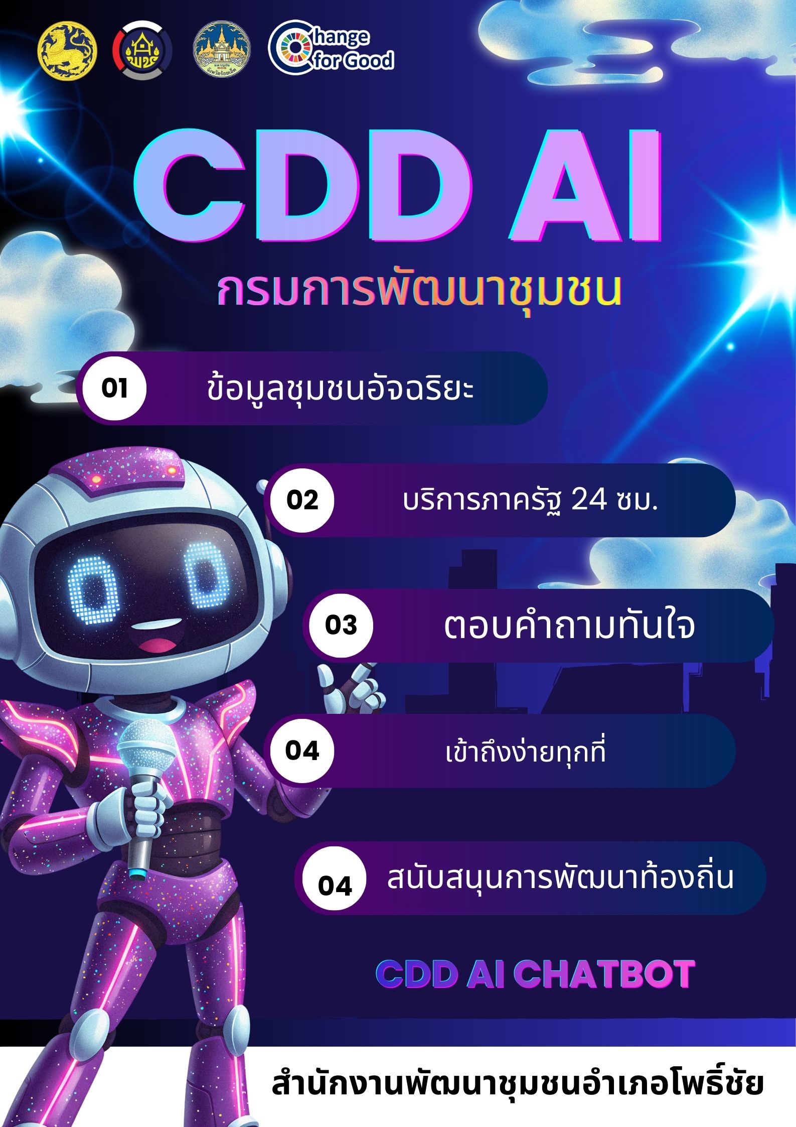 ประชาสัมพันธ์ระบบ CDD AI ผู้ช่วยพัฒนากร บริการอัจฉริยะ เพื่อการพัฒนาชุมชน